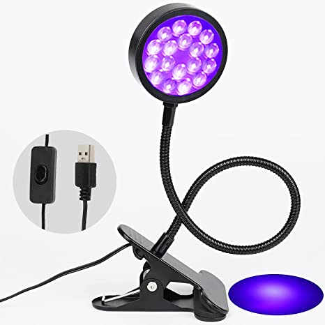 Photo 1 of Black UV LED Light with USB, Enhanced 5W 395nm Portable Gooseneck Lamp with UV Gel Nail Clip, Pet Urine Detection, UV Glue Curing, Black Light Posters, Fluorescent Paint, Resin Art
