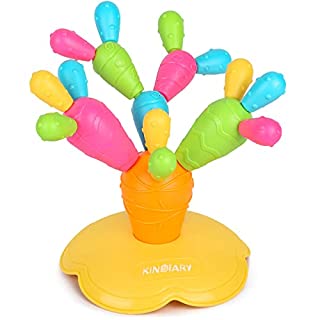 Photo 1 of KINDIARY Magnetic Stacking Cactus, Montessori Fine Motor Skills Sensory STEM Toys for Toddlers Preschool Education Kids Learning, Color Recognition Sorting Counting Toys Gift, 19 Pieces 