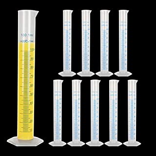 Photo 1 of 10Pack 100ml Plastic Graduated Cylinder, Transparent Measuring Cylinder Durable Lab Test Tube Flask, 2-Sided Measuring Lines Graduated Cylinder Beaker for Science Projects, Pour Spout 