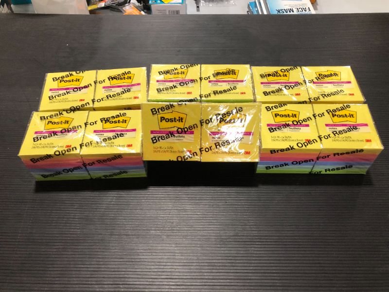 Photo 1 of Post-it Notes 3x3 Inches, Bright Colors Self-Stick Pads, Easy to Post for Home, Office, Notebook, 12pks