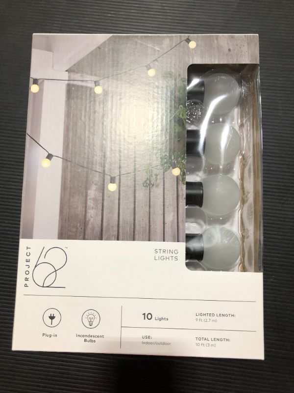 Photo 2 of 10ct Incandescent Outdoor String Lights G40 Frosted White Bulbs - Project 62™
