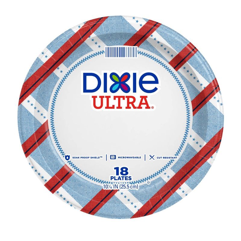 Photo 1 of Dixie Ultra Geo Printed Plates 10" - 18ct per bundle, 8 bundles