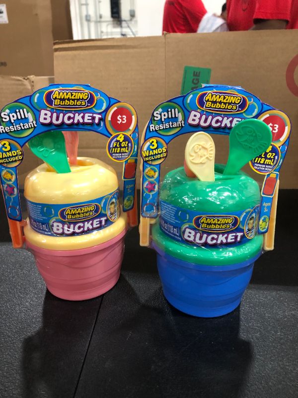 Photo 1 of Amazing Bubbles~ Bucket~3 Wands~Spill Resistant ~4oz. Bubbles~New Sealed, 2pk
