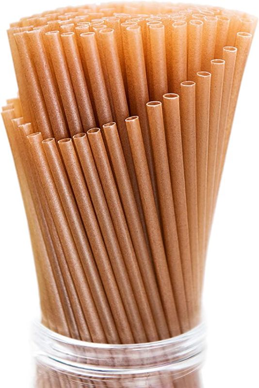 Photo 1 of 100pcs Sugarcane Straws 8 Inch Sturdy Biodegradable Drinking Straws Plastic Free Eco-Friendly Compostable Smoothie Straws for Home Restaurant Beach Parties Not Foggy
