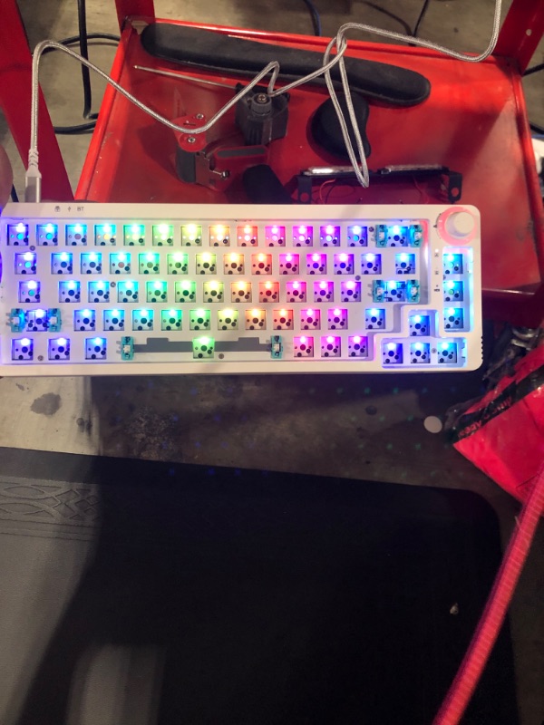 Photo 2 of GK GAMAKAY LK67 65% RGB Modular DIY Mechanical Keyboard, 67 Keys Hot Swappable 3pin/5pin Switch, Programmable Triple Mode Bluetooth 5.0/USB-C Wired/2.4GHz Wireless Customized Keyboard Kit (White)
