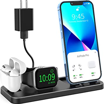 Photo 1 of GLANA Portable 3 in 1 Charging Station Compatible with Apple Multiple Devices, Foldable Charger Stand for iWatch Series 8/Ultra/7/6/SE/5/4/3/2/1 Charging Dock Station for iPhone AirPods Pro 3/2/1
