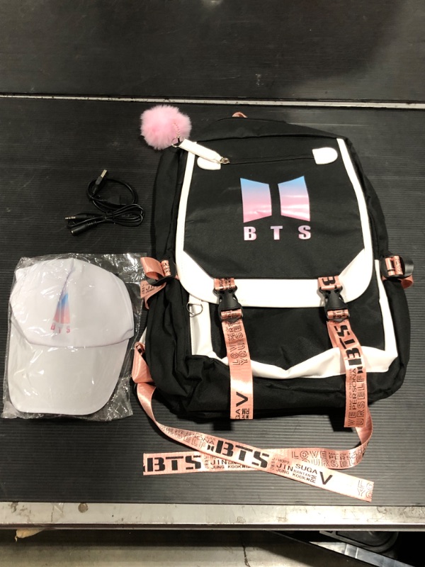 Photo 2 of ?? BTS Backpack, Kpop Casual Backpack Black Laptop Backpack, Suitable For Students 11.8 in * 8.26 in * 17.3 in