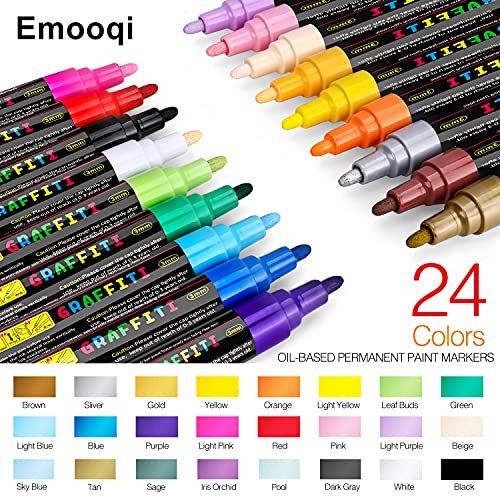 Photo 1 of Acrylic Paint Pens, Emooqi Set of 24 Colors Paint Markers Pens for Rocks, Craft, Ceramic, Glass, Wood, Fabric, Canvas -Art Crafting Supplies
