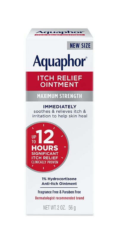 Photo 1 of Aquaphor Itch Relief Ointment, Maximum Strength 1% Hydrocortisone, Relieves Itch from Skin Irritation, Insect Bites, Psoriasis, Skin Rashes, Eczema, & Poison Ivy, 2 oz
