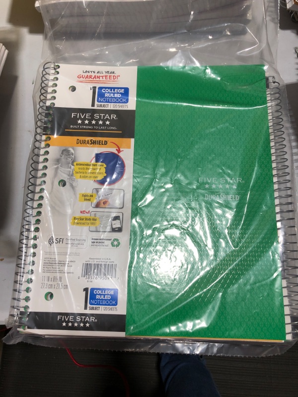 Photo 2 of [3 Pack] Spiral Notebook 1 Subject Wide Ruled Anti-Microbial Green - Five Star