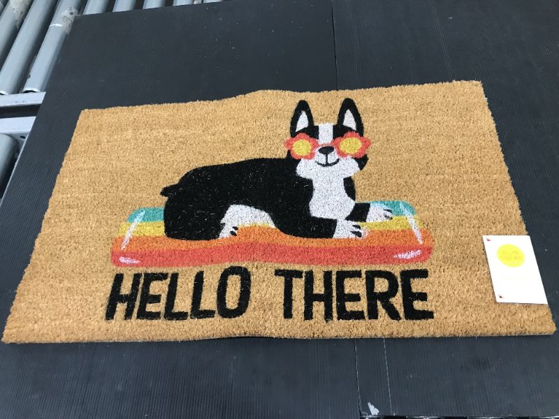 Photo 2 of 16x26 Hello Summer Dog Doormat Natural - Threshold Size 18in x 30in.