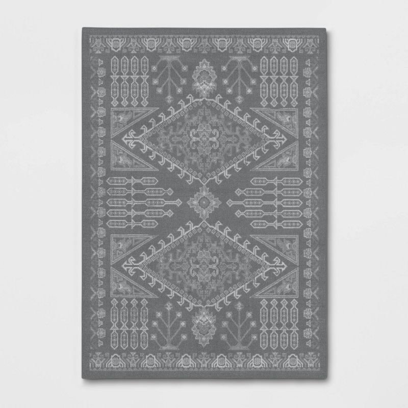 Photo 1 of 3'x5' Albany Double Diamond Center Medallion Persian Style Rug Charcoal Gray - Threshold
