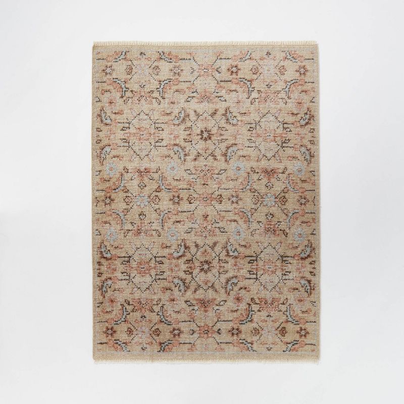 Photo 1 of 5'x7' Rockland Hand Knotted Distressed Persian Style Rug Ivory - Threshold Designed with Studio McGee
