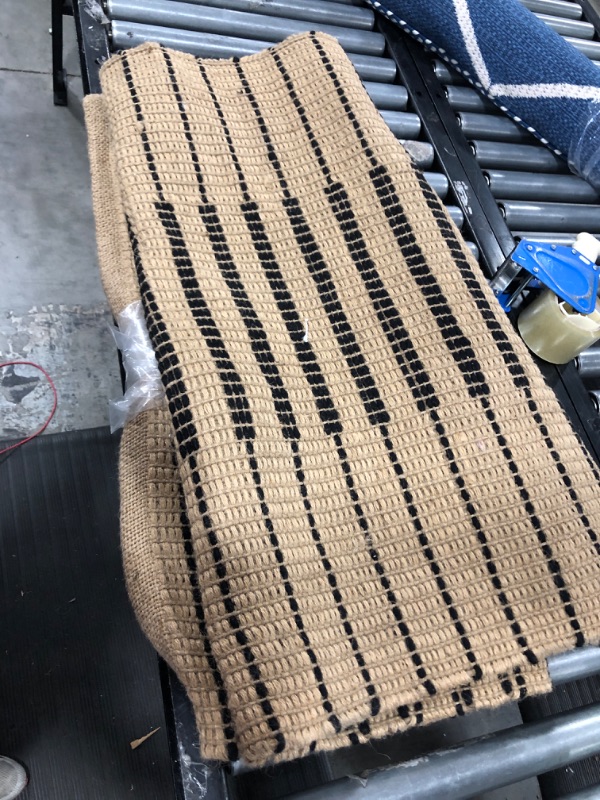 Photo 2 of 3'x5' Reseda Hand Woven Striped Jute Cotton Area Rug Black - Threshold™ Designed with Studio McGee
