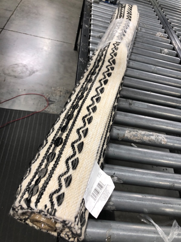 Photo 1 of 4'x6' Norwalk Washable Striped Rug Black/Tan - Threshold
