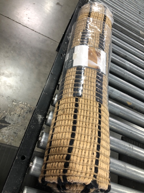 Photo 1 of 2'4"x7' Runner Reseda Hand Woven Striped Jute Cotton Area Rug Black - Threshold™ Designed with Studio McGee
