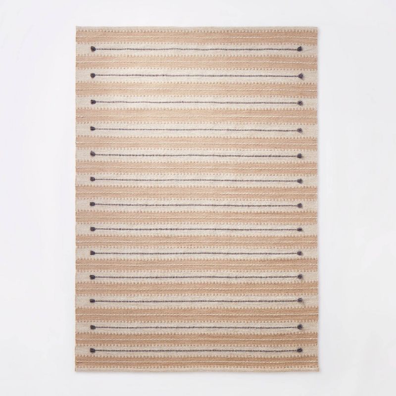 Photo 1 of 5'x7' Striped/Clipped Yarn Rug Ivory - Threshold Designed with Studio McGee
