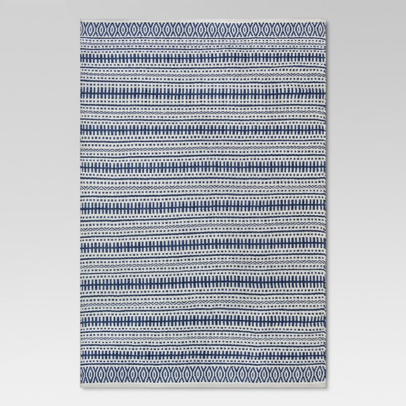 Photo 1 of 5' X 7' Pattern Stripe Outdoor Rug Blue - Threshold
