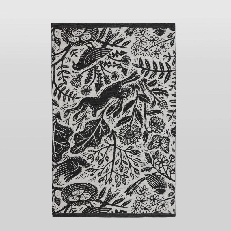 Photo 1 of 4'x6' Woodland Outdoor Rug Black - Threshold™
