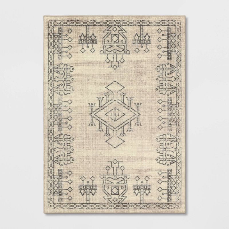 Photo 1 of 5'x7' Hancock Distressed Center Motif Rug Beige - Threshold
