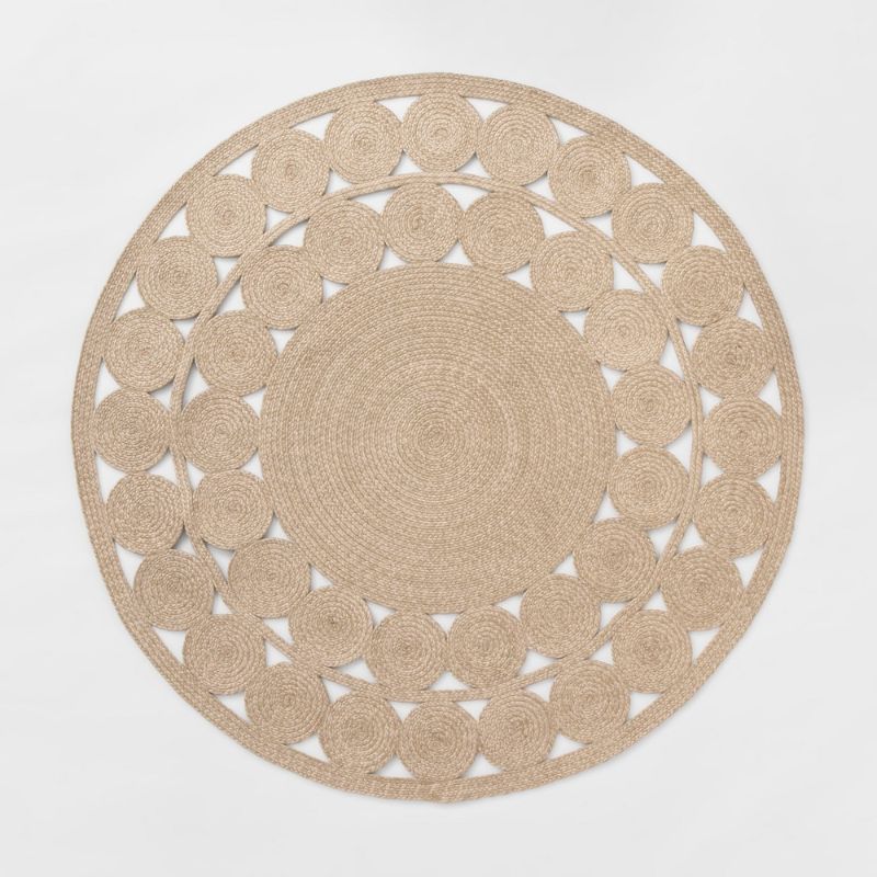 Photo 1 of 6' Round Woven Outdoor Rug Natural - Opalhouse
