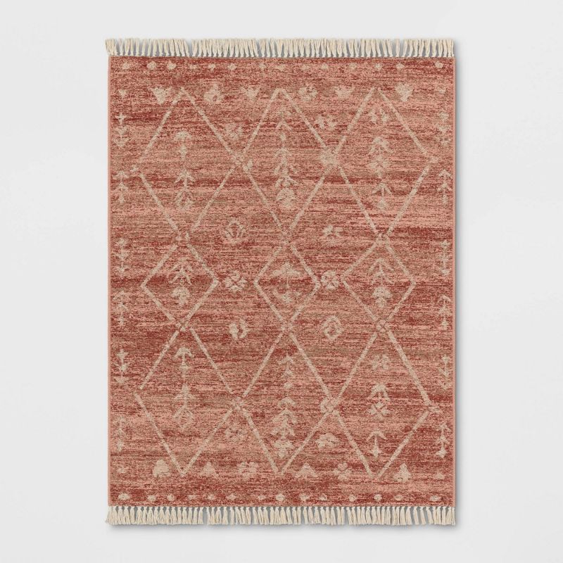 Photo 1 of 5' X 7' Geometric Tapestry Outdoor Rug Rust - Opalhouse™

