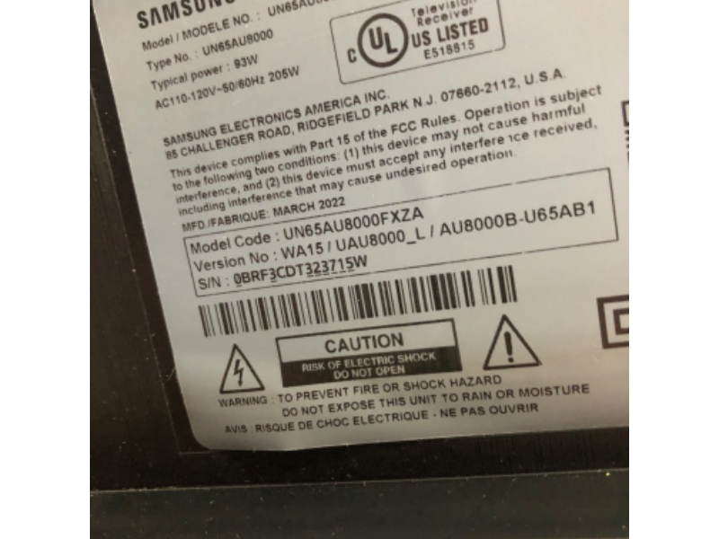 Photo 7 of (SOLD FOR PARTS) SAMSUNG 65-Inch Class Crystal UHD AU8000 Series - 4K UHD HDR Smart TV with Alexa Built-in (UN65AU8000FXZA, 2021 Model)