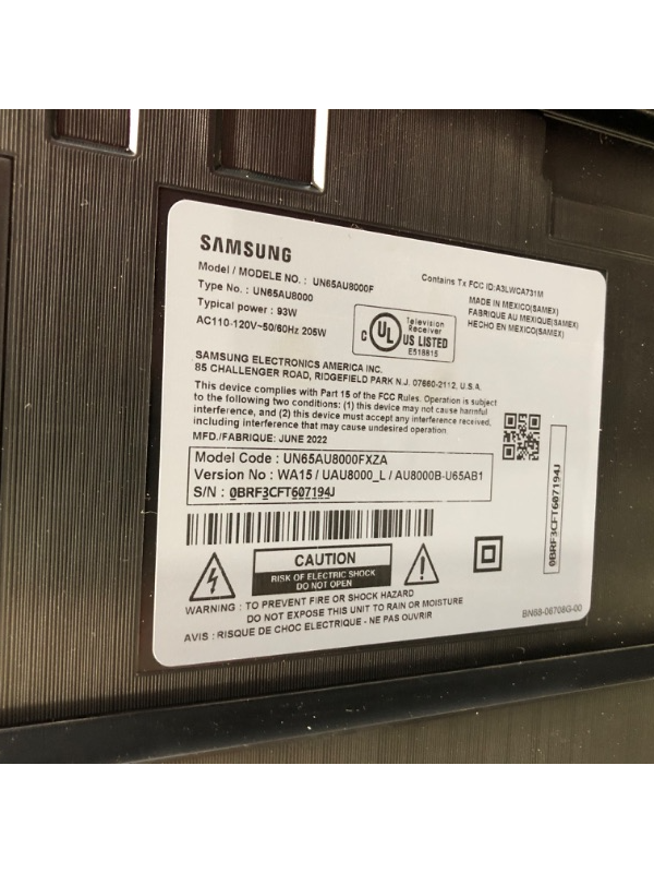 Photo 6 of (SOLD FOR PARTS) SAMSUNG 65-Inch Class Crystal UHD AU8000 Series - 4K UHD HDR Smart TV with Alexa Built-in (UN65AU8000FXZA, 2021 Model)
