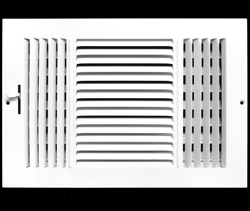 Photo 1 of 16" X 10" 3-Way AIR Supply Grille - Vent Cover & Diffuser - Flat Stamped Face - White [Outer Dimensions: 17.75"w X 11.75"h] 2pk
