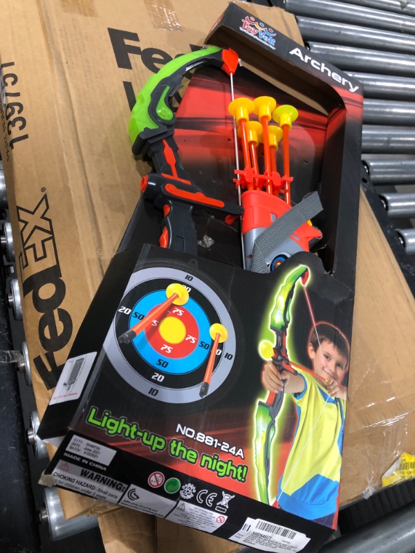 Photo 2 of Bow and Arrow Set for Kids -Green Light Up Archery Toy Set -Includes 6 Suction Cup Arrows, Target & Quiver - for Boys & Girls Ages 3 -12 Years Old
