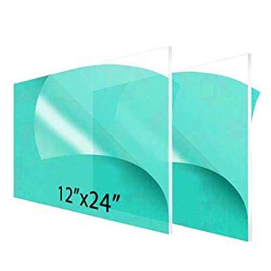 Photo 1 of 2-Pack 12 x 24” Clear Acrylic Sheet Plexiglass – 1/8” Thick; Use for Craft Projects, Signs, Sneeze Guard and More; Cut with Cricut, Laser, Saw or Hand Tools – No Knives
