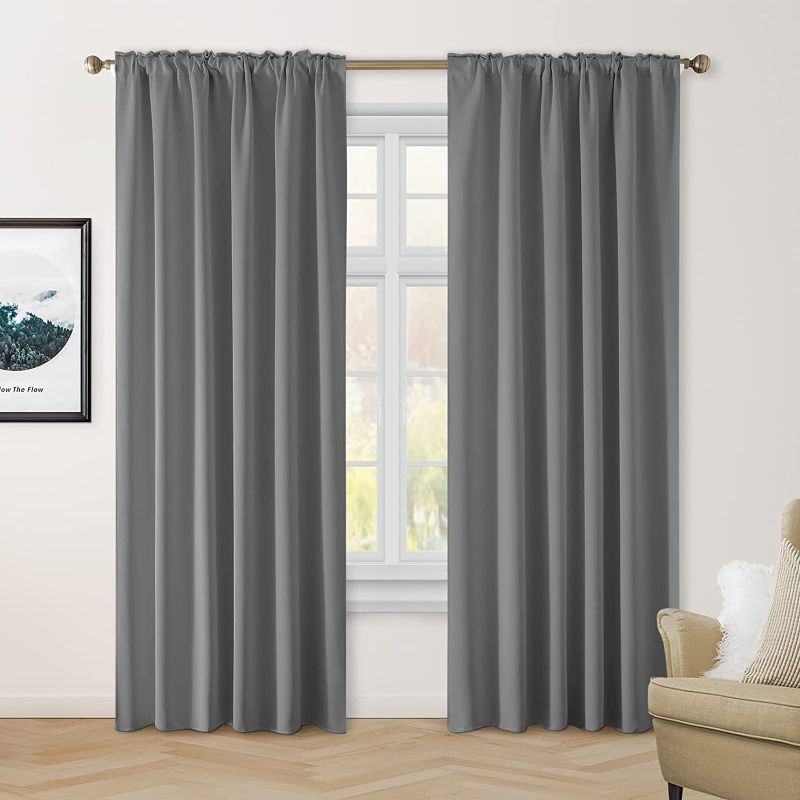 Photo 1 of 2-PIECE BLACKOUT CURTAINS GREY STANDARD SIZE