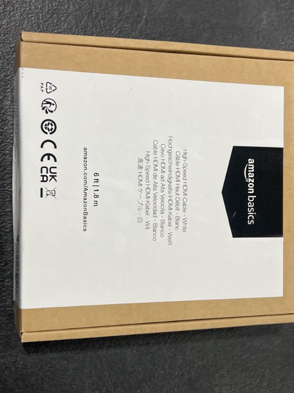 Photo 1 of Amazon Basics CL3 Rated High-Speed HDMI Cable (18 Gbps, 4K/60Hz) - 6 Feet, White 6 Feet 1-Pack Cable BRAND NEW 