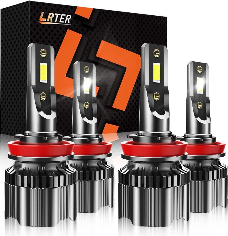 Photo 1 of LRTER H11/H9/H8 LED Headlight Bulbs 6000K Cool White 120W 24000 Lumens Extremely Bright LED Headlights Conversion Kit Plug and Play, Pack of 4
