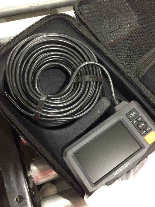 Photo 1 of Dual Lens Endoscope with 50FT Semi-Rigid Cable, DEPSTECH 1080P Industrial Borescope Inspection Camera with Split Screen, 7.9mm Sewer Camera with 4.3" Screen, IP67 Waterproof,7 LED Lights,Portable Case
