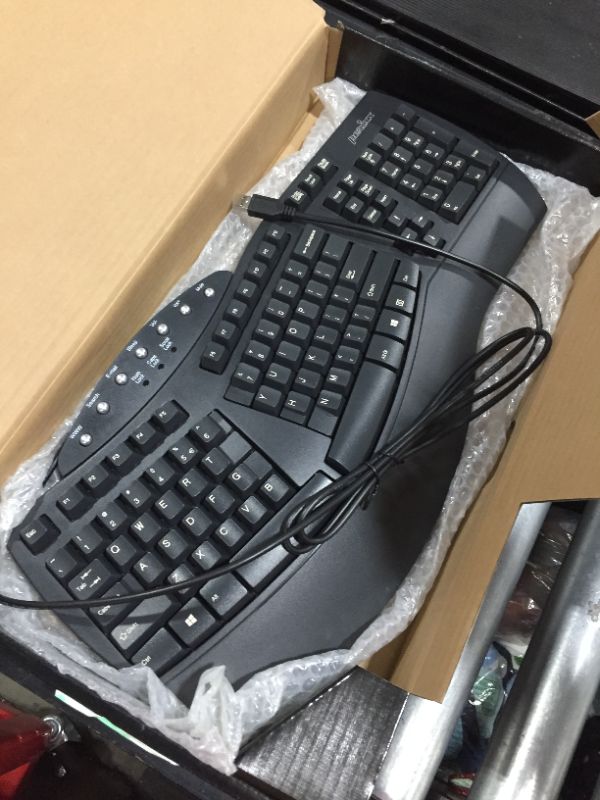 Photo 2 of Perixx Periboard-512 Ergonomic Split Keyboard - Natural Ergonomic Design - Black - Bulky Size 19.09"x9.29"x1.73"