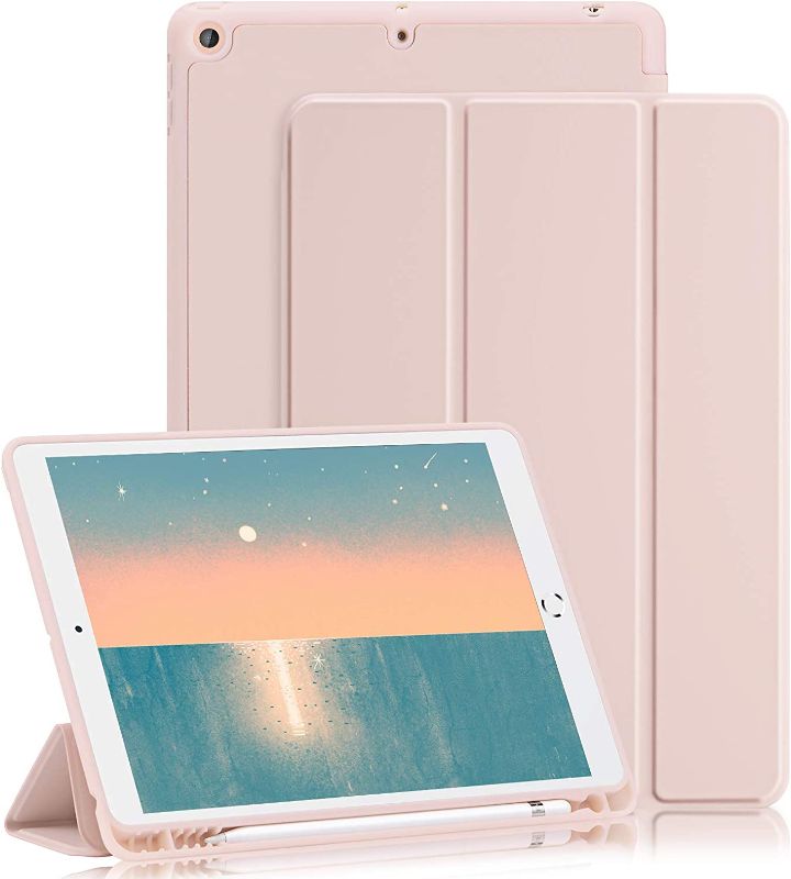 Photo 1 of iPad 9th/8th/7th Generation case- Slim Soft TPU Back Smart Magnetic Stand Protective Cover Cases (Light Pink)