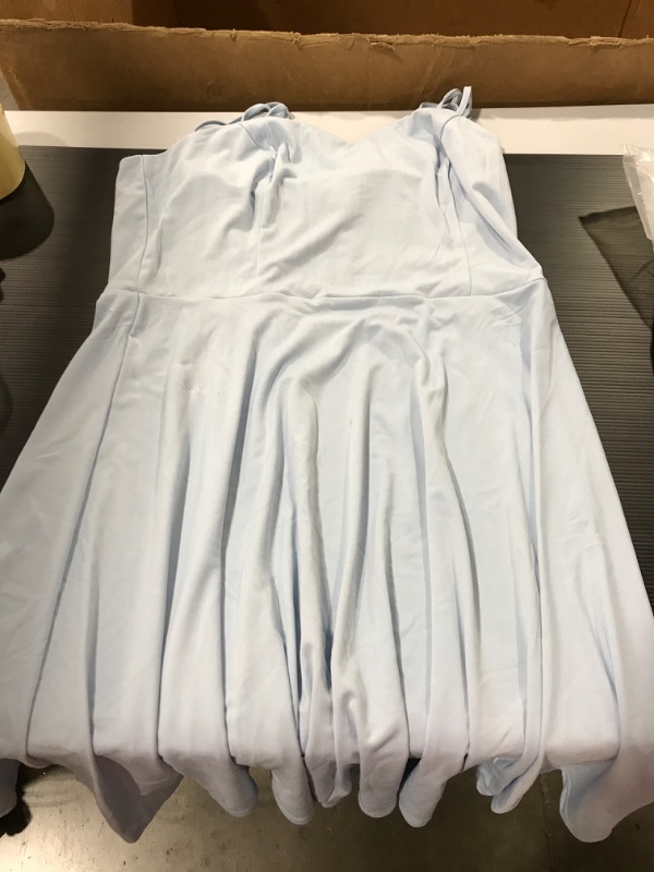 Photo 2 of [Size 2XL] GRACE KARIN Women's Spaghetti Strap V Neck Sleeveless Casual Swing A-line Club Party Cocktail Dress [Light Blue]