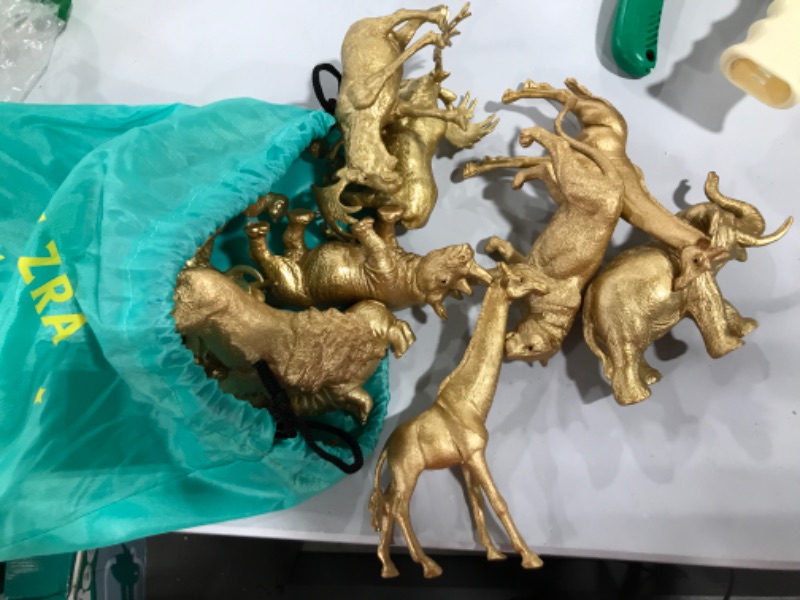 Photo 2 of BOLZRA Metallic Gold Plastic Animal Figurines Toys