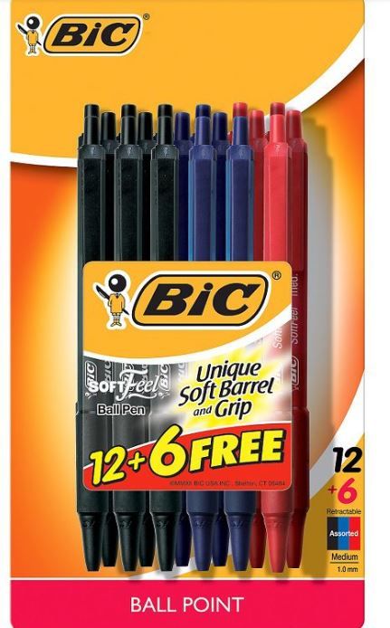 Photo 1 of 2 OF THE BIC Retractable Ballpoint Pens, 1.0mm, 18ct - Multiple Colors Ink

