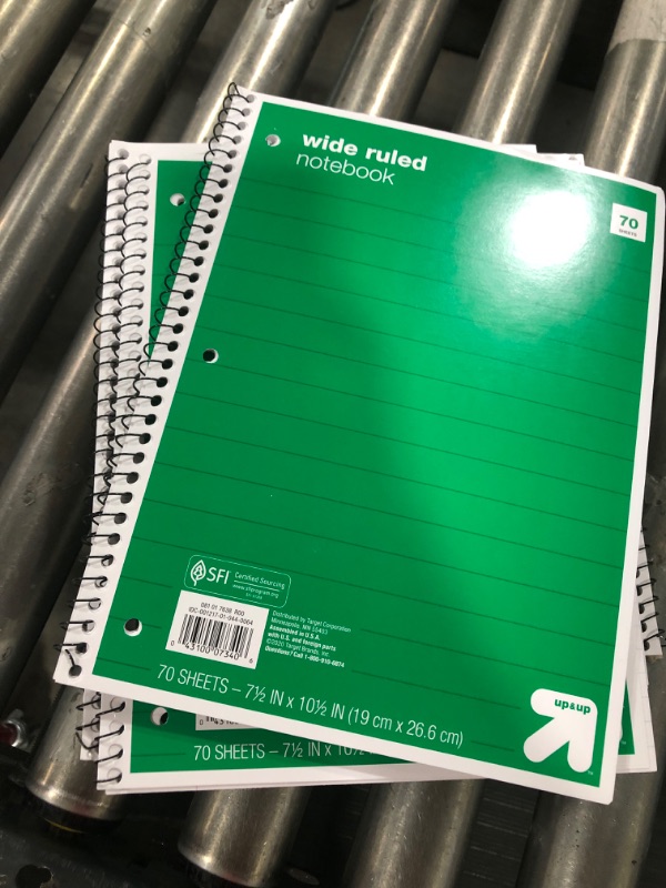 Photo 2 of 10 pack of Wide Ruled Green 1 Subject Flexible Paperboard Cover Spiral Notebook - up & up
