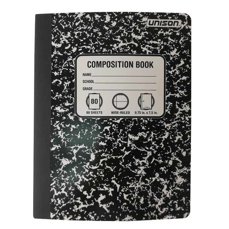 Photo 1 of 48 PACK OF Wide Ruled Solid Composition Notebook Black - Unison


