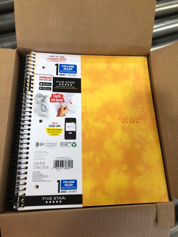 Photo 2 of 12 pack Five Star 1 Subject College Ruled Spiral Notebook

