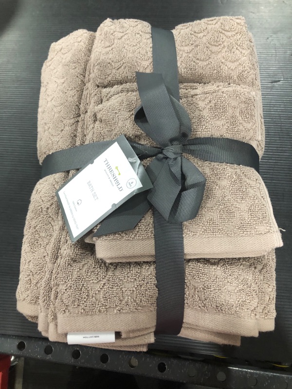 Photo 2 of 6pk Textured Bath Towel Set Brown - Threshold