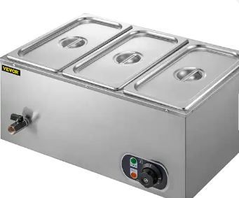 Photo 1 of  Commercial Grade Stainless Steel Bain Marie Buffet Food Warmer Steam Table for Restaurants, 3-sections