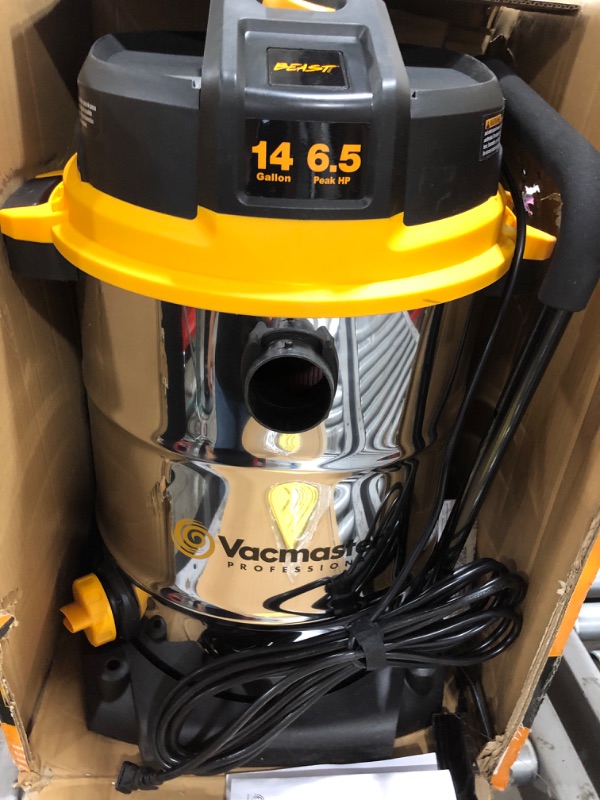Photo 2 of  Vacmaster - Beast Professional Series 14 Gal. 6.5 HP Steel Tank Wet/Dry Vac with Cart
