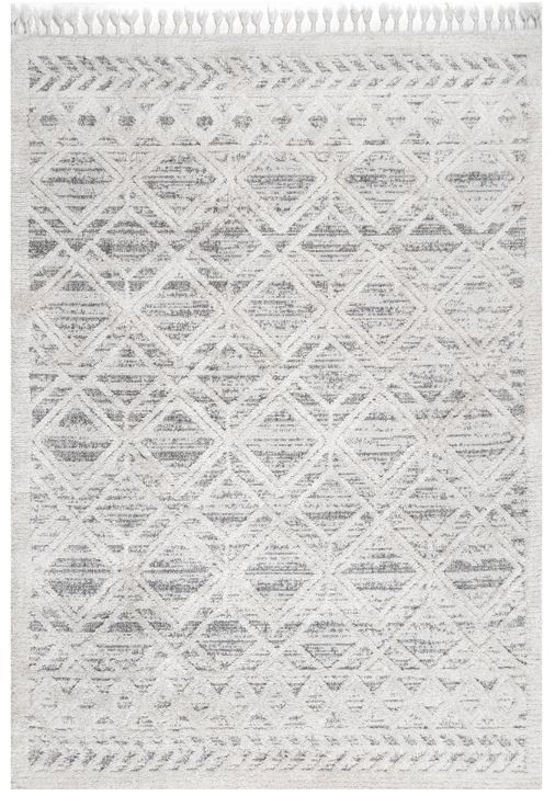 Photo 1 of Ansley Textured Lattice Tassel Beige 5 ft. 3 in. x 7 ft. 7 in. Area Rug
