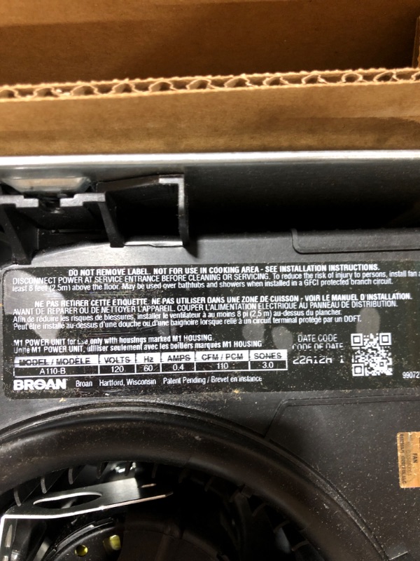 Photo 4 of Broan-NuTone Broan Invent Series Single-Speed, Ceiling Room-Side Installation Bathroom Exhaust Fan, 3.0 Sones, 110 CFM, Whi