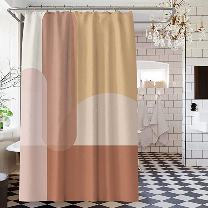 Photo 1 of 39x71 inches Nordic Wind Abstract Art Shower Curtain Waterproof Polyester Fabric Bath Curtain with 12 Hooks Morandi Color Block Curtains for Bathroom Decor…
