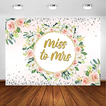 Photo 1 of Avezano Miss to Mrs Backdrop for Bridal Shower Blush Floral Bride to Be Engagement Party Photography Background Pink and Gold Bridal Shower Bachelorette Party Backdrops (7x5ft)
